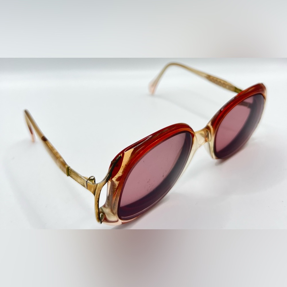 Vintage Sterling Optical Tweed Brown Translucent Oval Sunglasses Frames Only